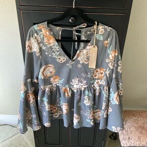 Gray Floral Women’s Top by Knox Rose